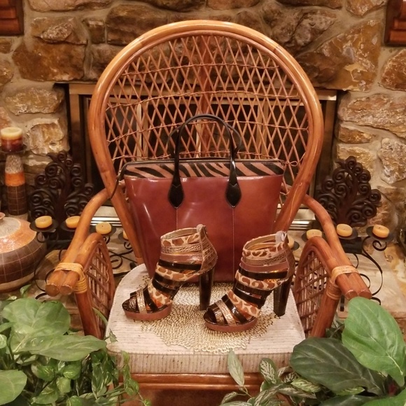 Luichiny Rear Zip Mixed Media Leather Animal Print Platform Sandal Booties - Picture 7 of 13